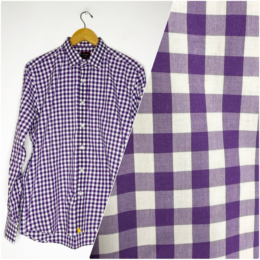 UNTUCKit Purple and White Gingham Casual Shirt